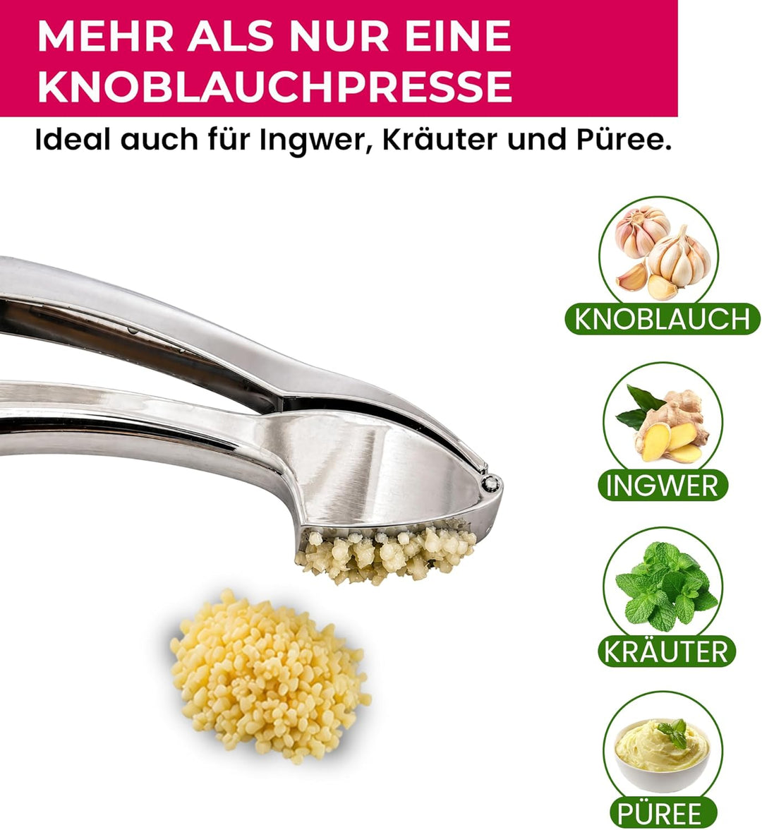 Knoblauchpresse Profi - Knoblauchschneider & Knoblauchschäler - Garlic Press - Spülmaschinenfest - K