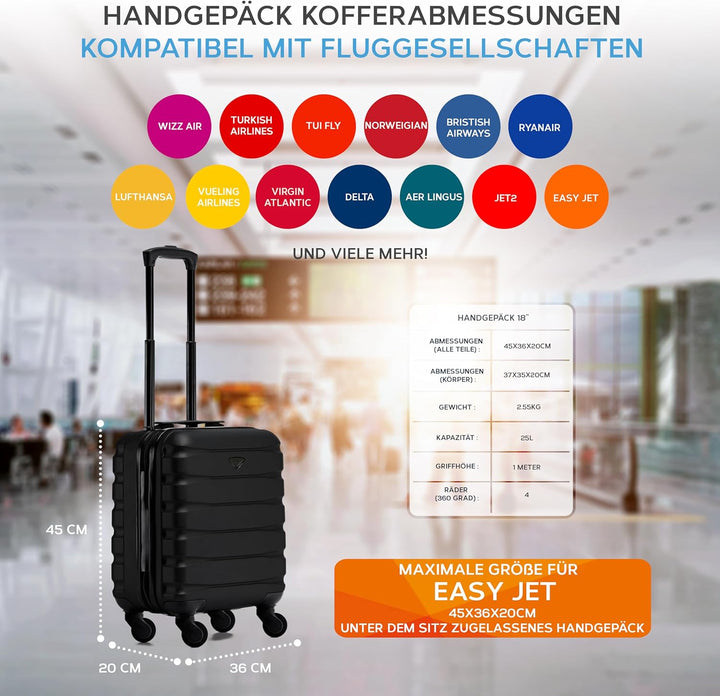 Flight Knight Leichtes, Starres Abs-handgepack Mit 4 Radern, Zugelassen Fur Uber 100 Fluggesellschaf