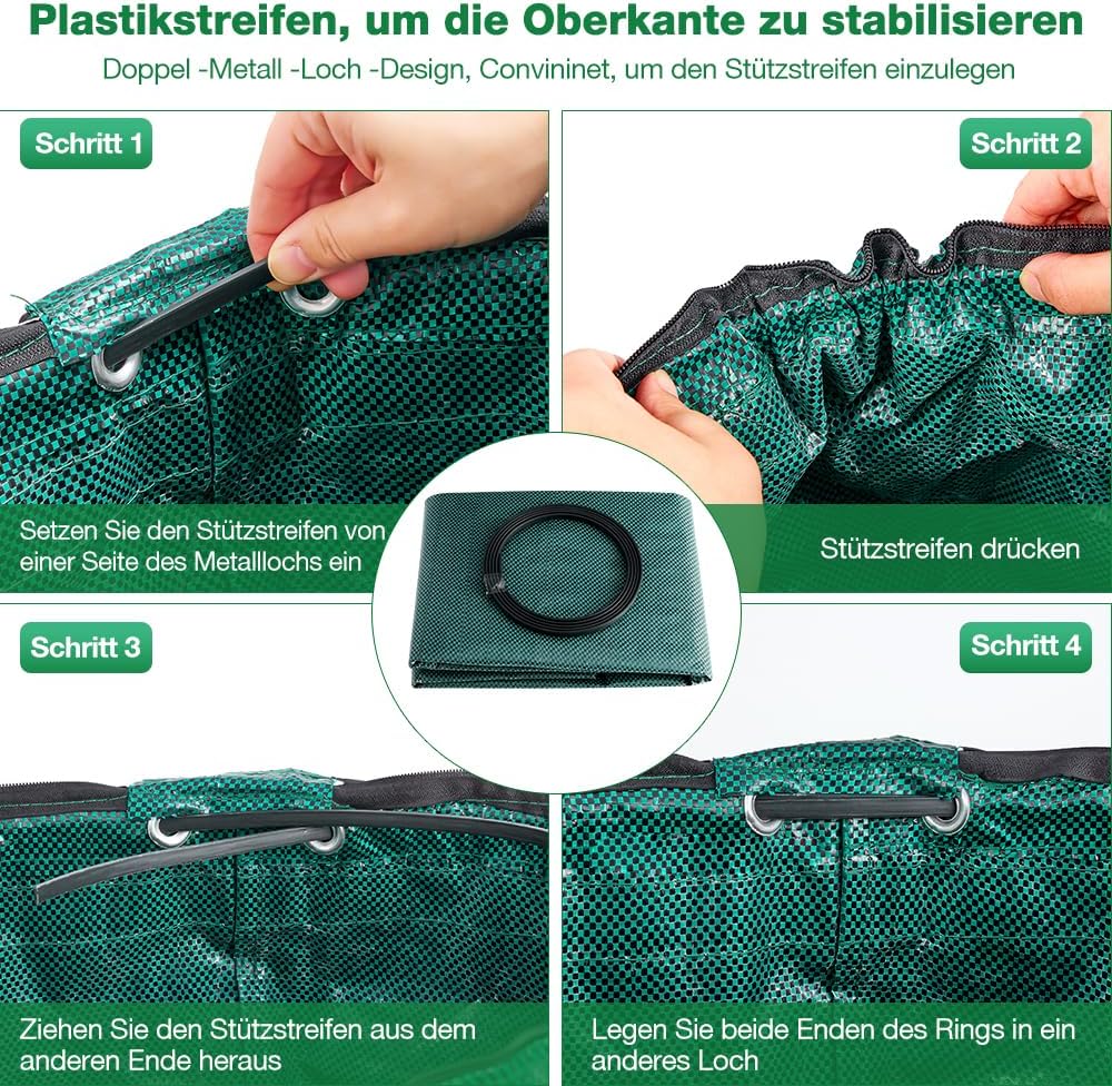 Eurhomewit 3 Gartenabfallsack 272L Laubsack Gartensack mit Deckel und Griffen, Gross Stabile Gartens