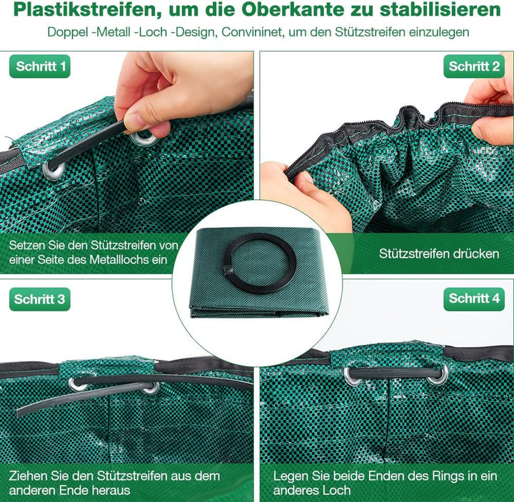 Eurhomewit 3 Gartenabfallsack 272L Laubsack Gartensack mit Deckel und Griffen, Gross Stabile Gartens