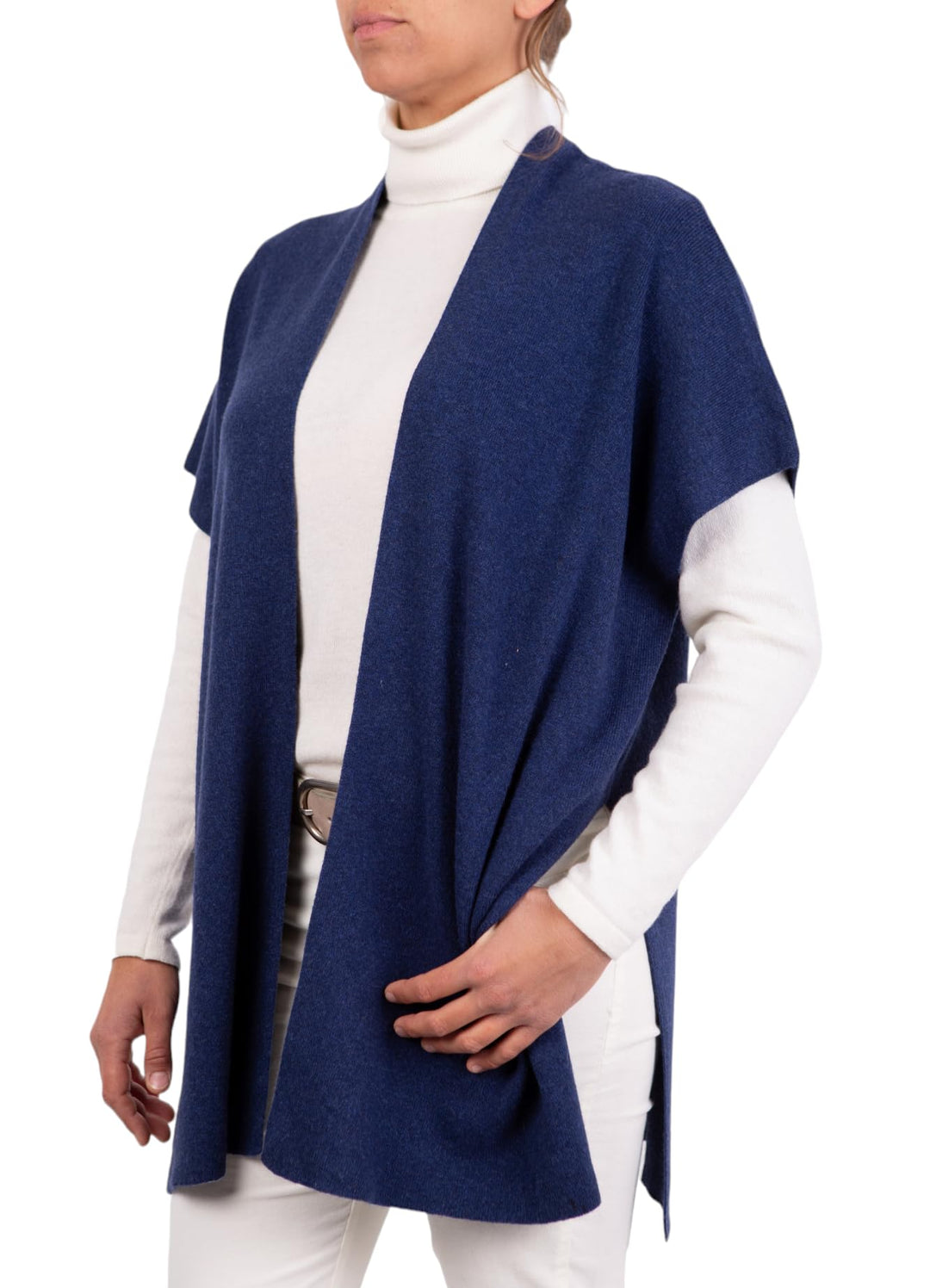 Mantel aus Kaschmir-Mischgewebe für Damen, hergestellt in Italien, Merinowolle Kaschmir, Schwarz, Be