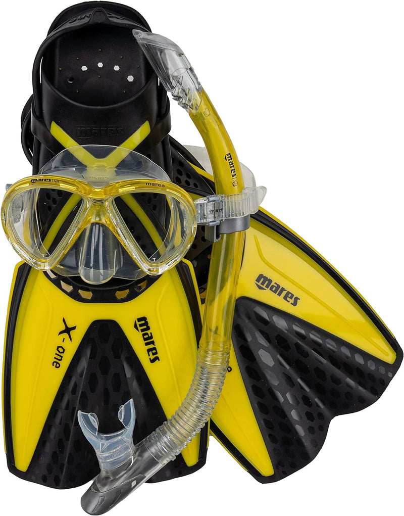 Mares Erwachsene Maske plus Schnorchel plus Flosse Set X-One Marea L-XL Weiss/Lime, L-XL Weiss/Lime