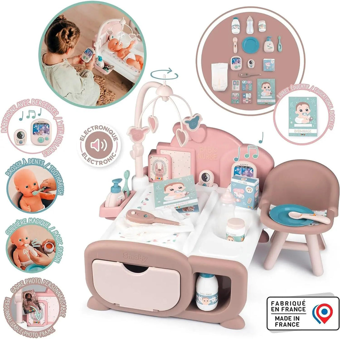 Smoby Toys - Baby Nurse Cocoon Puppen-Spiel-Set für Kinder ab 3 Jahren - 3-in-1 Spielcenter (Puppenb
