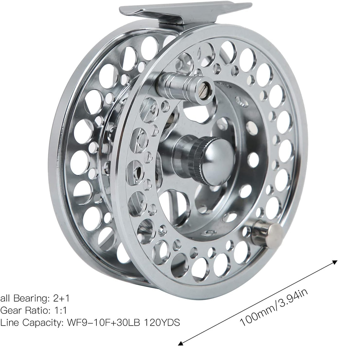 VGEBY Angelrolle 9/10 Angeln Fliegenrolle 3 Kugellager 1:1 Übersetzungsverhältnis CNC Aluminiumlegie