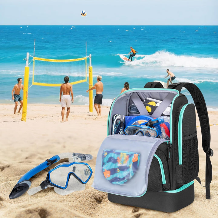 GOBUROS Schwimmtasche für Schwimmer mit Schuhfach, Schwimm Rucksack | Schwimmtasche mit mehreren Fäc