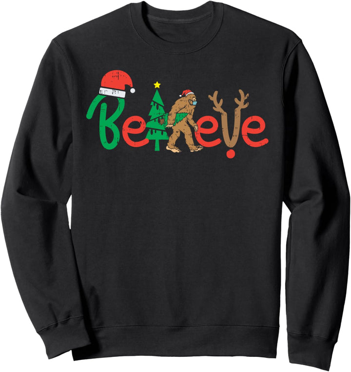 Believe Bigfoot Sasquatch In Mask Christmas Quarantine Gift Sweatshirt