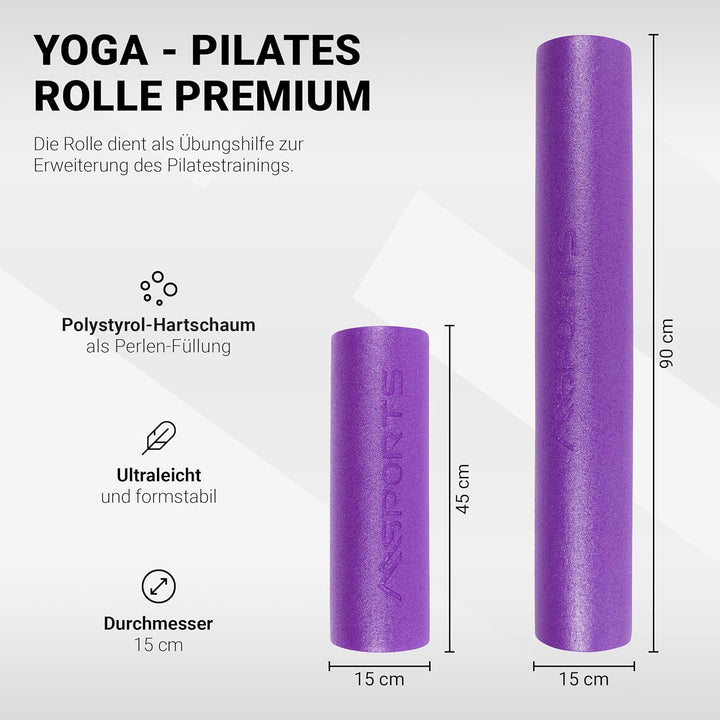 Yoga Rolle Premium | Pilates Rolle - 45 x 15 cm oder 90 x 15 cm - Faszienrolle (Violett, 45 x 15 cm)