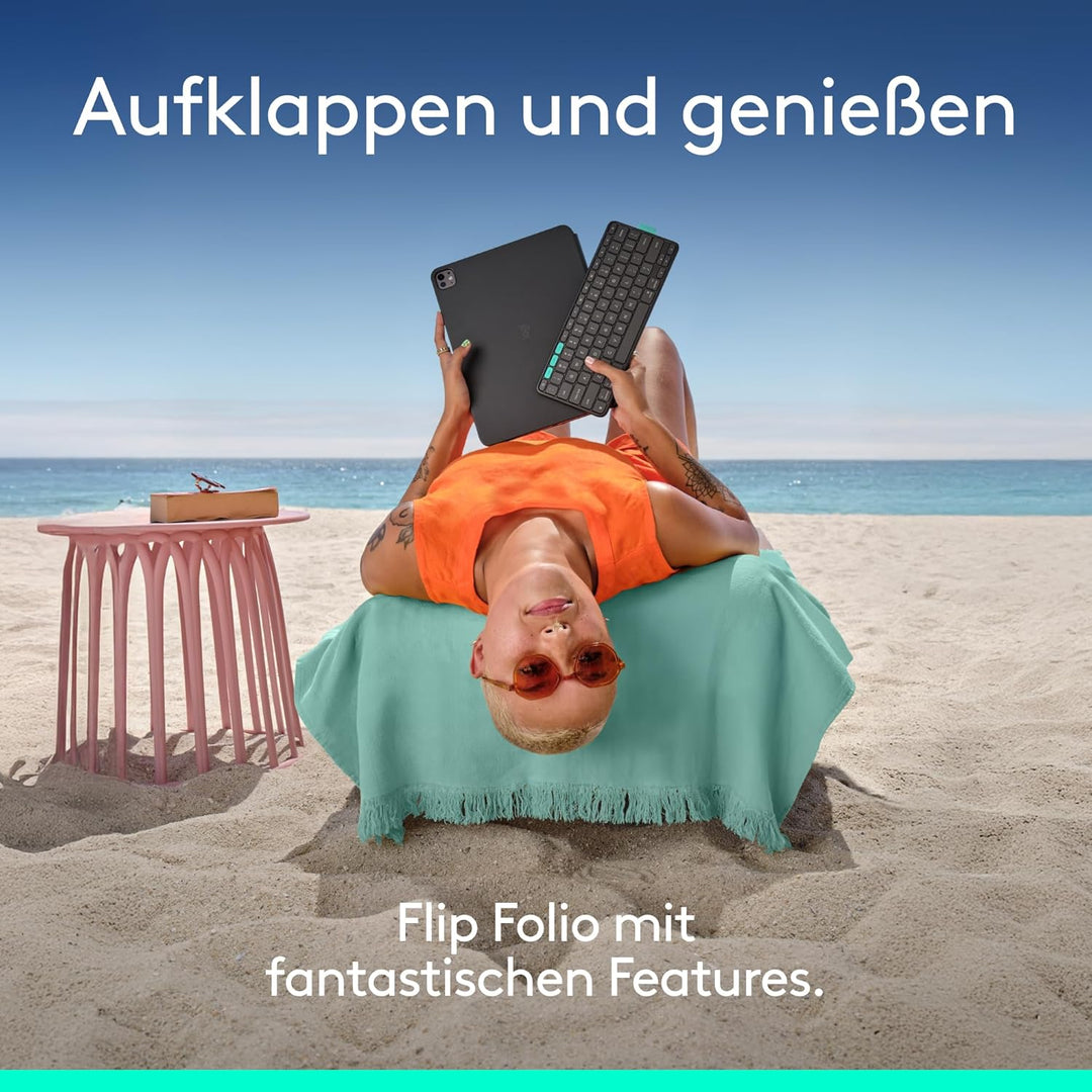 Logitech Flip Folio, Tastatur-Case für iPad Pro 13 Zoll (M4 und M5) und iPad Air 13 Zoll (M2 und M3)