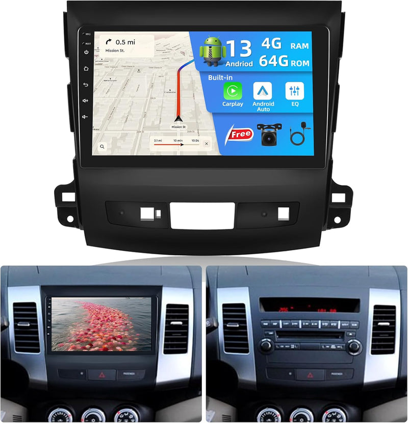 2G+64G Android Autoradio für Mitsubishi Outlander 2008-2015, 9 Zoll Touchscreen, kabelloses Apple Ca