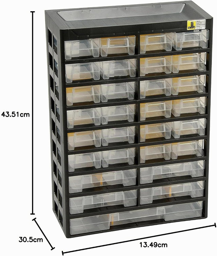 Allit Kleinteilemagazin VarioPlus Basic 47 schwarz, gelb, Sortierkasten 458100 29 Schubladen, 18 Tre
