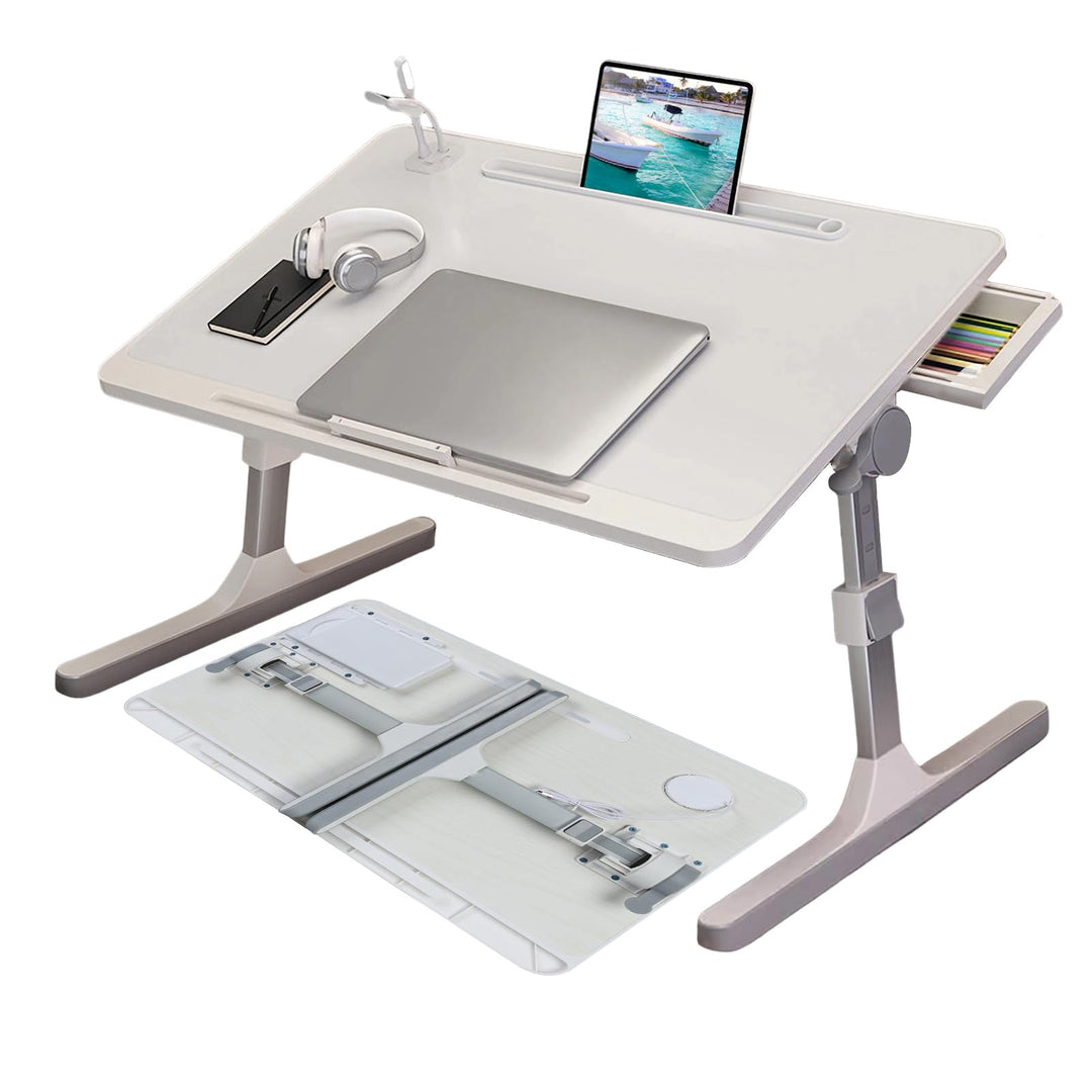Klappbarer Schossschreibtisch Laptop-Ständer für Bett, faltbarer Laptop-Betttisch mit Tablet-Steckpl