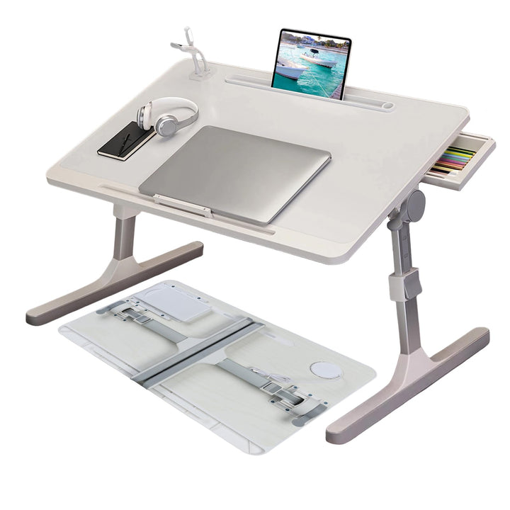 Klappbarer Schossschreibtisch Laptop-Ständer für Bett, faltbarer Laptop-Betttisch mit Tablet-Steckpl