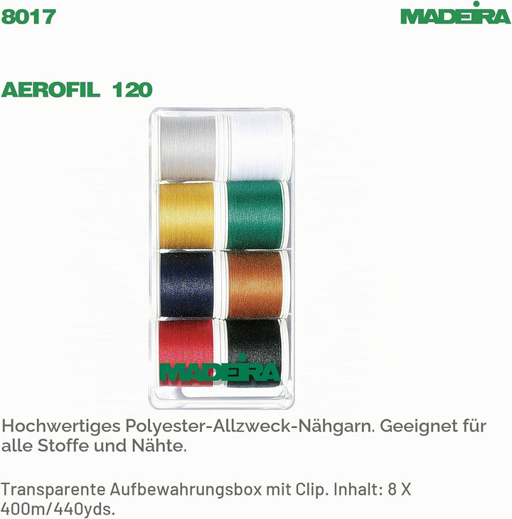 Madeira 8017 Nähgarn-Box Areofil Allesnäher 8 Farben 400 M