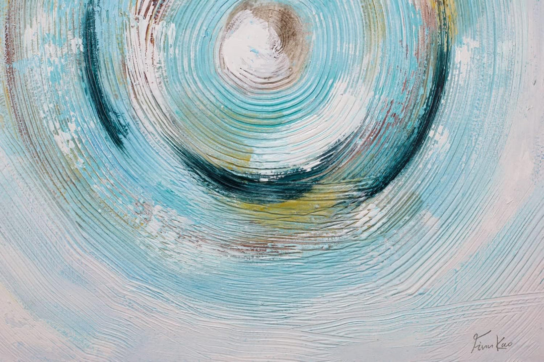 KunstLoft Leinwandbild | 100% HANDGEMALT | 80x80cm | Gemälde 'Gleaming Swirl' | Abstrakt | Blau Weis