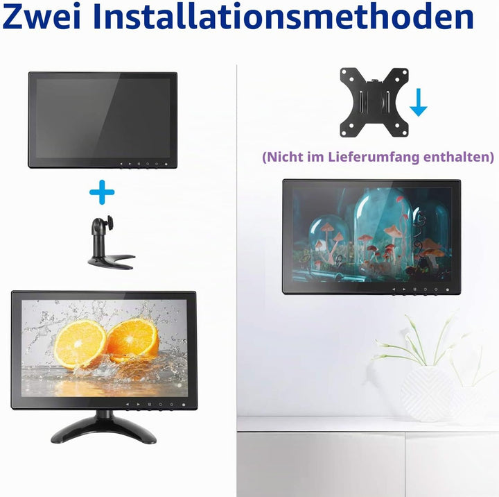 10,1 Zoll CCTV Monitor IPS LCD HDMI Farbbildschirm 1280 x 800 breiter Betrachtungswinkel mit AV/VGA/