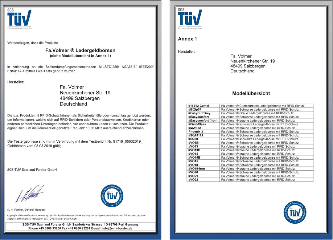Fa.Volmer® Herren Leder Geldbörse schwarz mit RFID-Schutz Echtleder Geldbeutel Portemonnaie 
