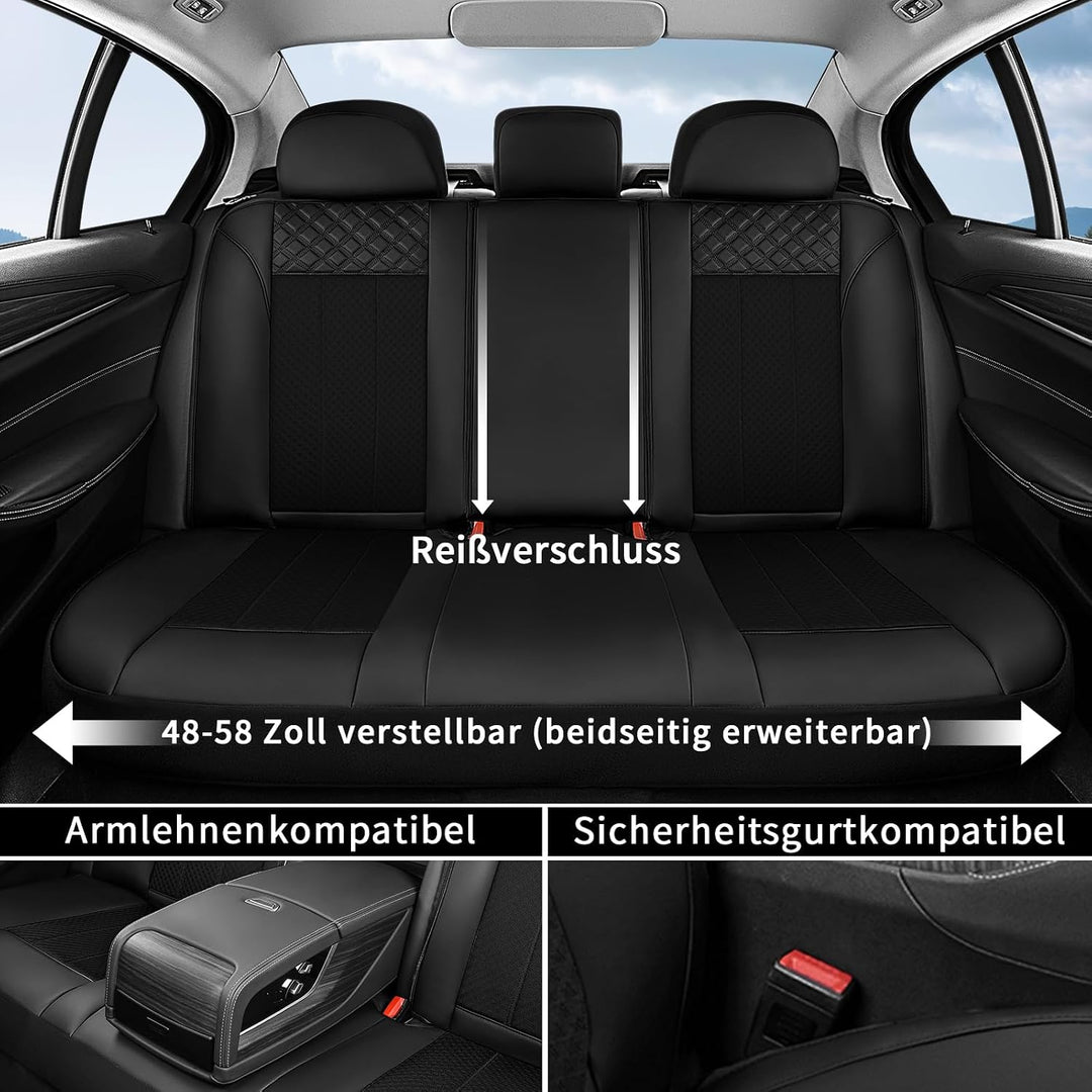 FLORICH Autositzbezüge Komplettset Vordersitzbezüge, PU Leder Air-Mesh Sitzbezüge Atmungsaktiver Sit