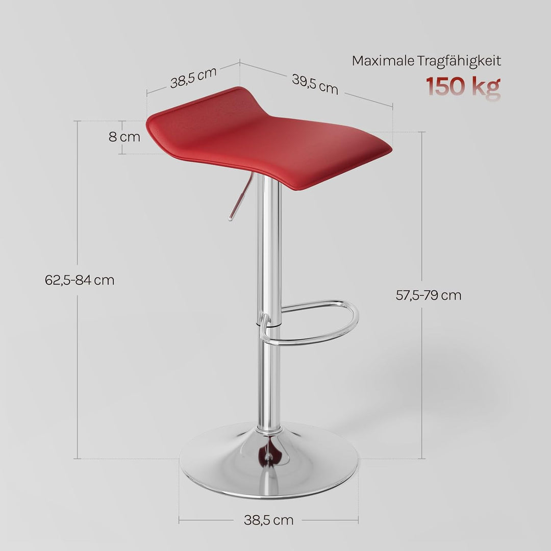 WOLTU 4er Set Barhocker Design Stuhl Drehstuhl Tresenstuhl，stufenlose Höhenverstellung, verchromter