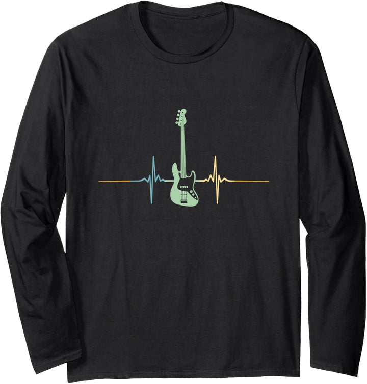 Bassgitarrist Bassgitarre Herzschlag Bassist Bass Gitarre Langarmshirt