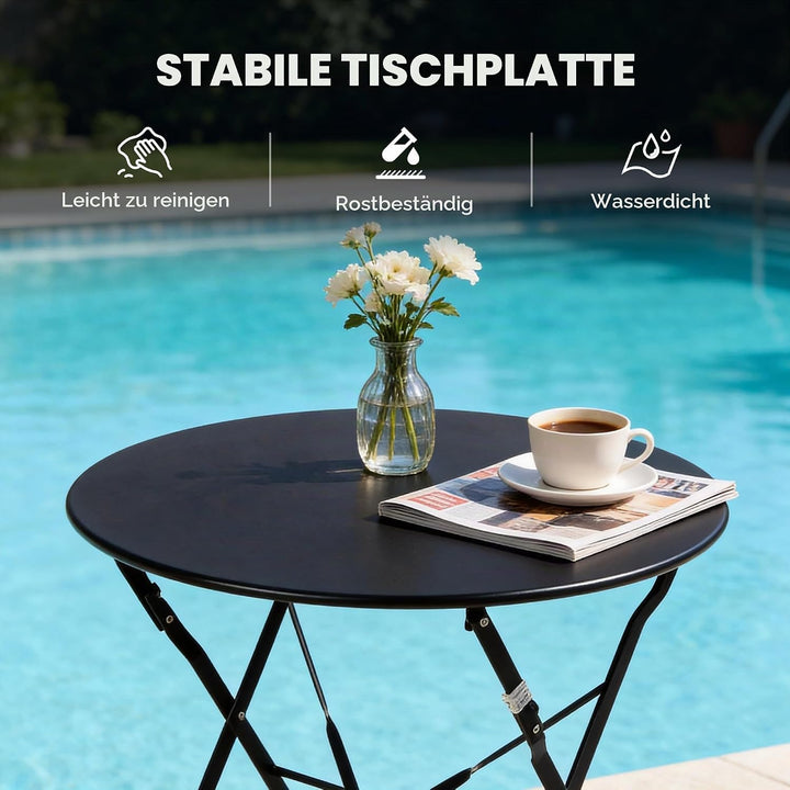 Grand patio Bistro Set 3 Stück, Gartenmöbel Set, Sitzgruppe 2 Stühle und 1 Tisch, Premium Stahl, Kla