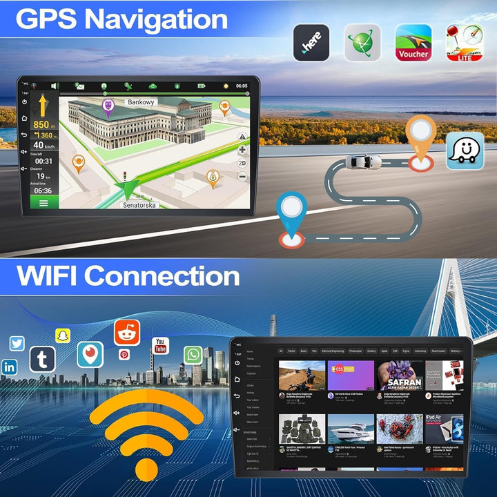 CAMECHO Android Radio für VW Golf 5 Golf 6 Polo Skoda Seat, 7 Zoll Bildschirm Autoradio 2 DIN mit Na