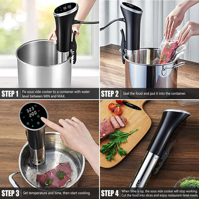 Sous Vide Garer, Wifi Sous Vide Stick 1100W Präzisionskochtopf Immersion Zirkulator mit Temperaturei