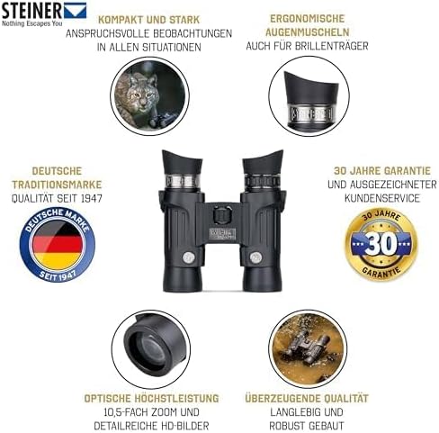 STEINER Fernglas Wildlife 10,5x28 - Deutsche Marken-Qualität, 30 Jahre Garantie, leicht & kompakt, 1