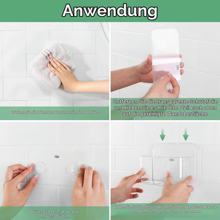 CGBE Duschablage Ohne Bohren, 2 Packs Transparenter Badezimmer Organizer für Wandmontage mit Selbstk