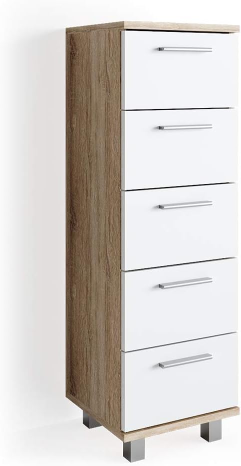 Vicco Badschrank Ilias, Sonoma/Weiss, 30 x 95 cm, Sonoma