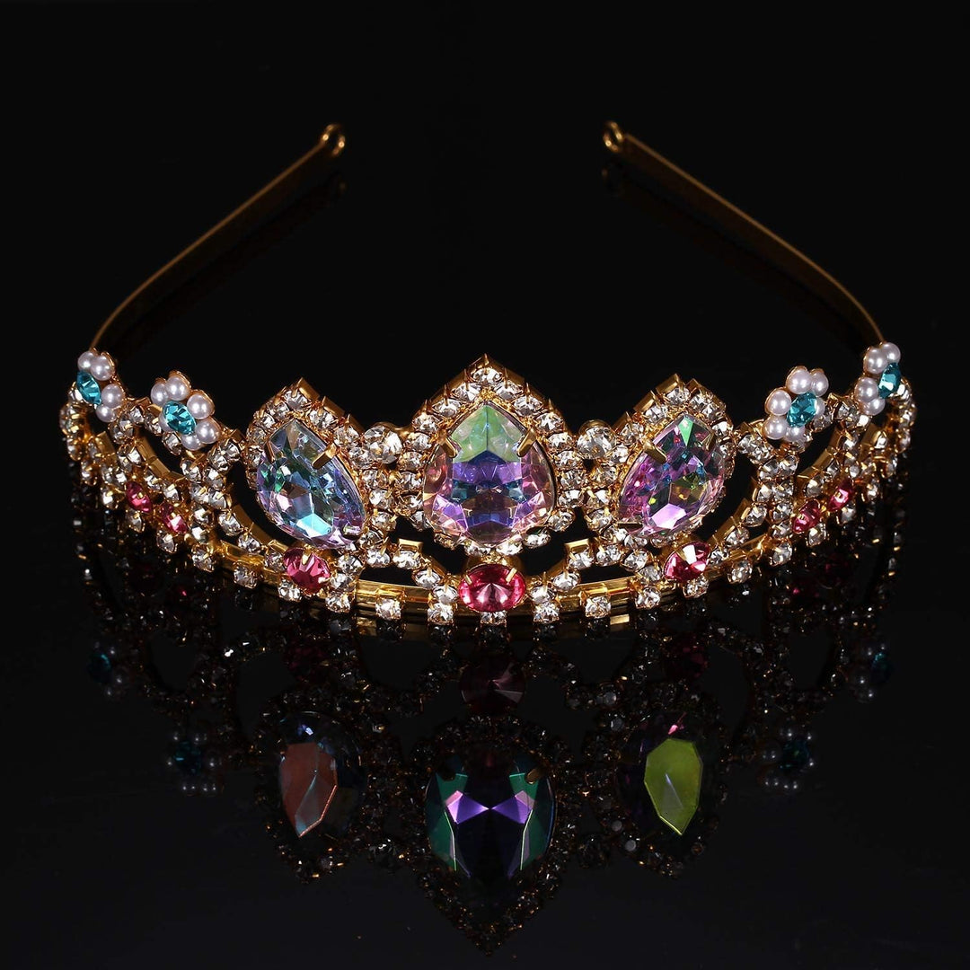 hengkaixuan Hübsche Tiara Krone Rosa Strass AB Tiara Fee Braut Kopfbedeckung Geburtstag Halloween Go