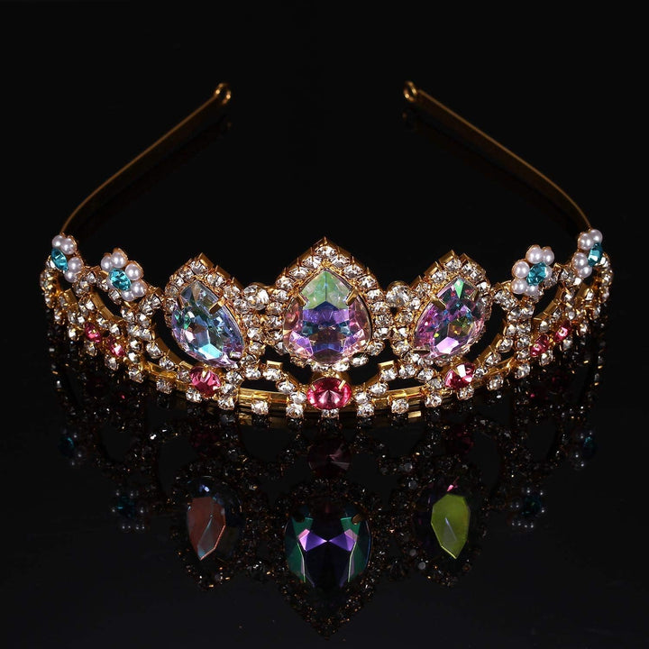 hengkaixuan Hübsche Tiara Krone Rosa Strass AB Tiara Fee Braut Kopfbedeckung Geburtstag Halloween Go