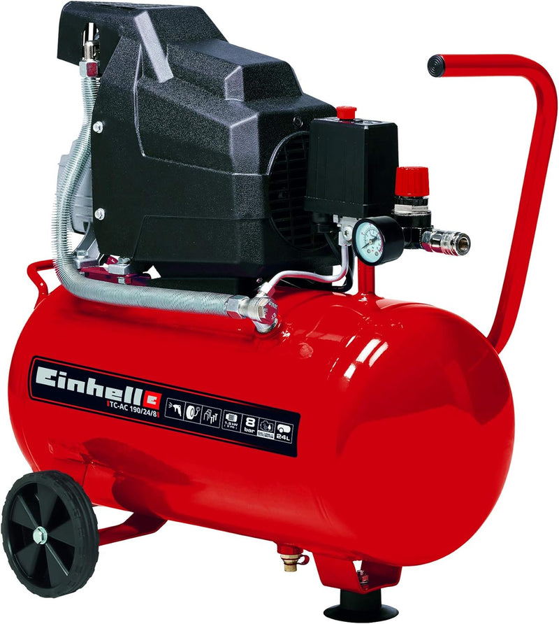 Einhell Kompressor TC-AC 190/24/8 max. 8 bar, 24 l-Tank, Ölschmierung + Reifenfüller digital passend