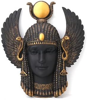 Veronese Design Ägyptische Art Deco Göttin Isis Wandtafel, Kunstharz, Schwarz / goldfarben