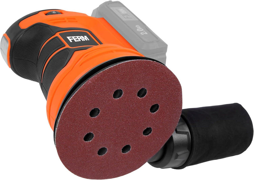 FERM Akku-Exzenterschleifer 20V – 125 mm Schleifplatte, 6-stufige Drehzahlregelung 5.000–10.000 U/mi