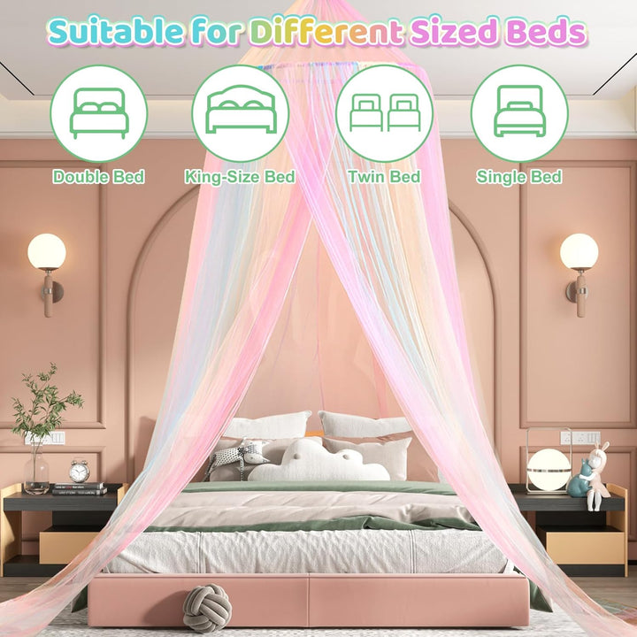 Apritsce Moskitonetz Bett, Betthimmel Mädchen, Regenbogen Baldachin für Doppelbett Einzelbett, Balda