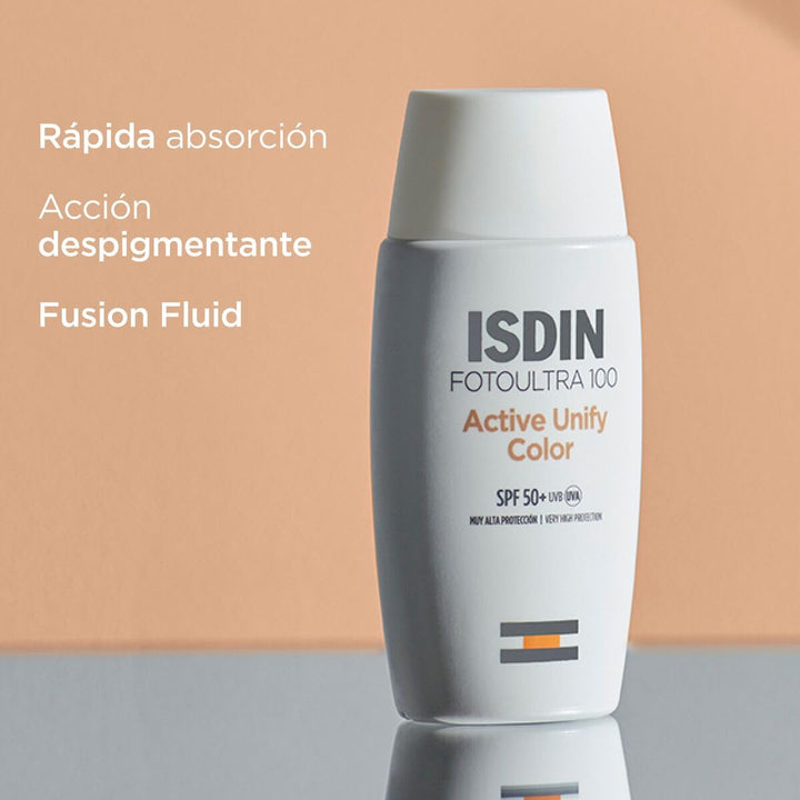 ISDIN FotoUltra 100 ISDIN Active Unify Color SPF 50+ - Sonnenschutz für das Gesicht, hellt den Hautt
