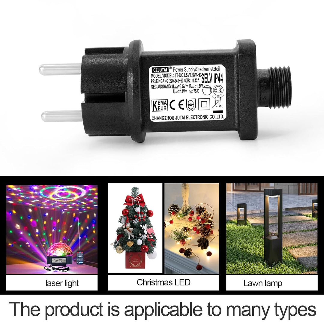 3,5 V 1,5 W LED-Transformator CZJUTAI IP44 Stromversorgung für Weihnachtsbeleuchtung mit Stecker – E