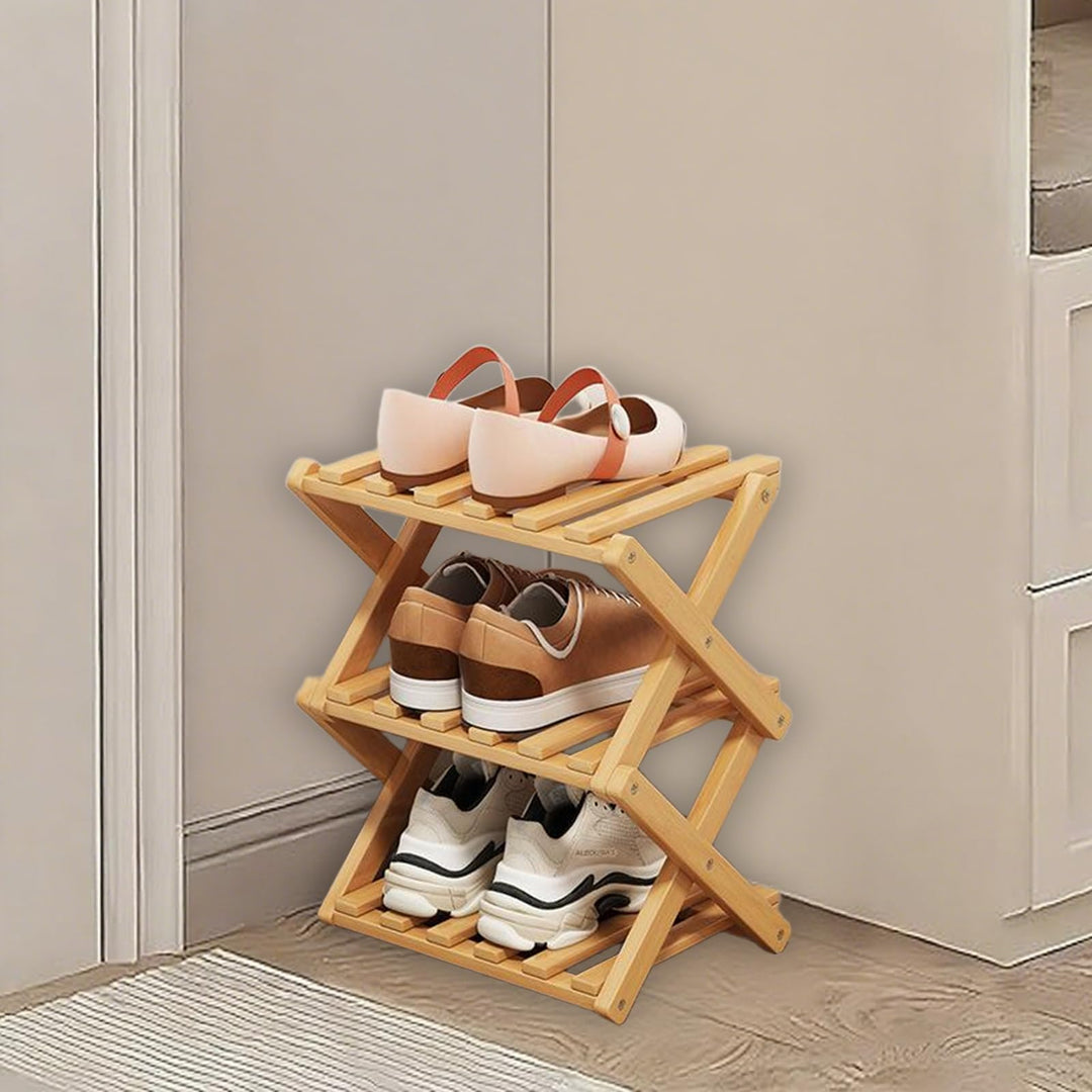 Kiss Me Faltbares Schuhregal, klein, vertikales Schuhregal aus Holz, kleines Schuhregal für engen Ra