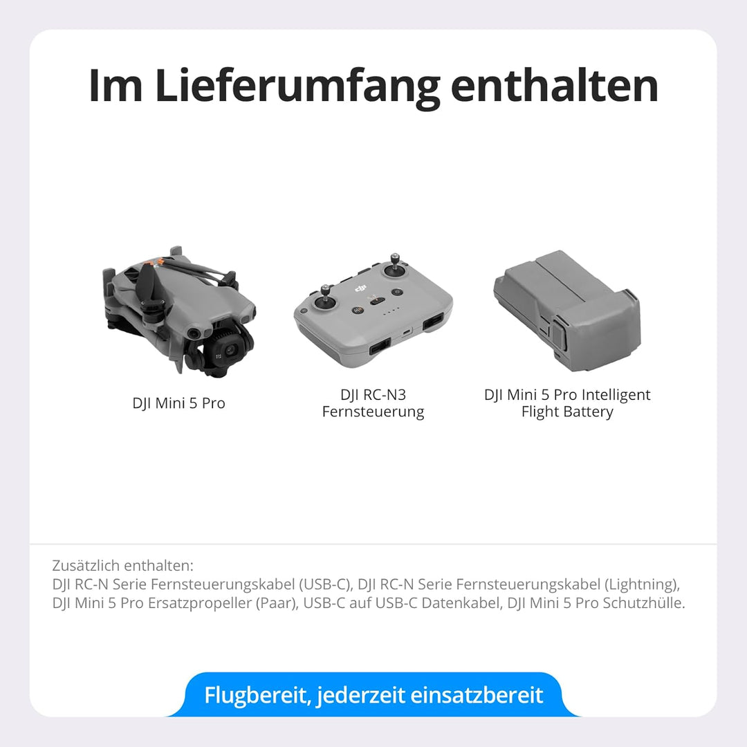 DJI Mini 5 Pro, Ultraleichte Faltbare 4K Drohne Kamera, 1-Zoll CMOS, Omnidirektionale Hinderniserken