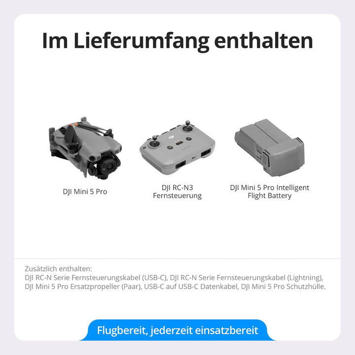 DJI Mini 5 Pro, Ultraleichte Faltbare 4K Drohne Kamera, 1-Zoll CMOS, Omnidirektionale Hinderniserken