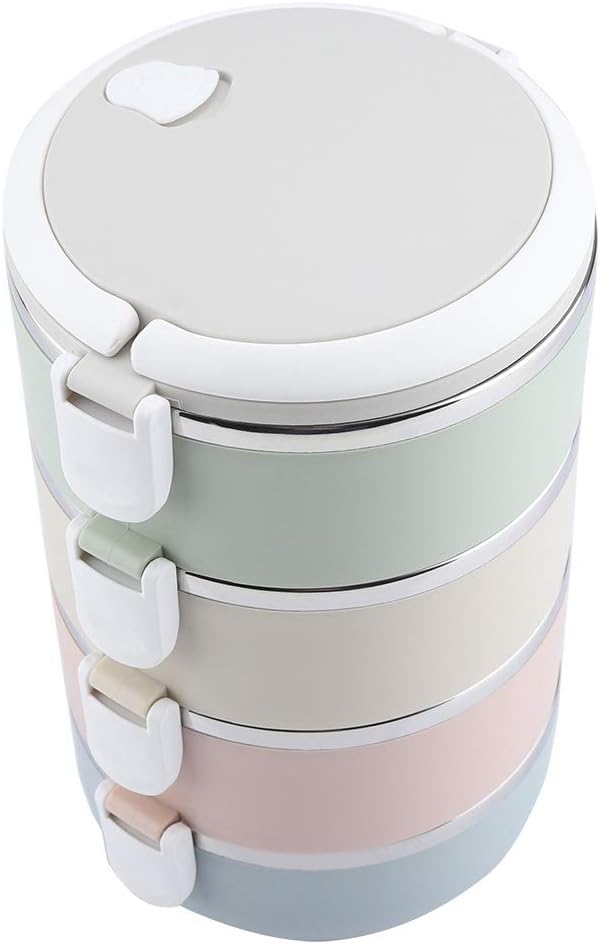 Aukson Thermal Lunch Box, tragbarer Thermal Lunch Box Behälter Edelstahl Bento Box Lebensmittelbehäl