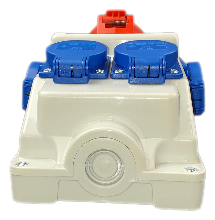 RoadEu Kombi Wandsteckdose 16A 5P mit 4x 230V Schuko. CEE Steckdose 16A. Starkstrom Steckdose IP44 f