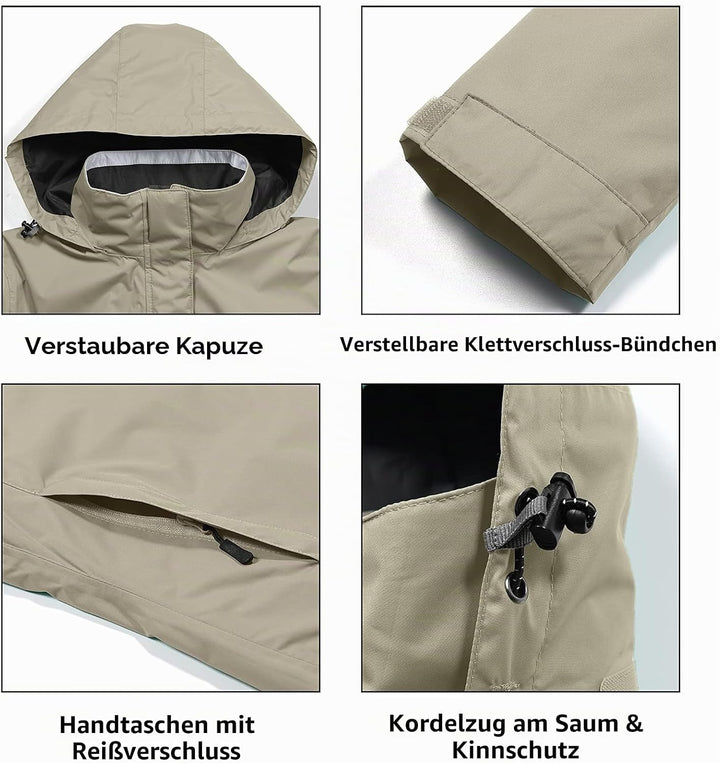 Little Donkey Andy Damen wasserdichte Regenjacke Leichte atmungsaktivem Regenjacke für Outdoor-Windb
