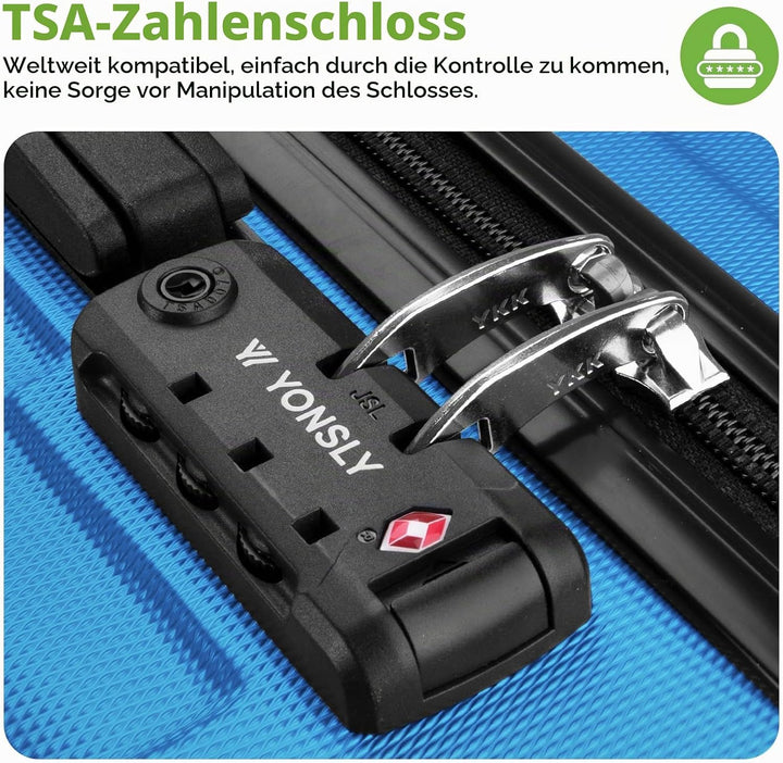 Suitcase Set, TSA-Schloss YKK-Reissverschluss Reisekoffer, Hartschalenkoffer, Gepäck Trolley, 4 Roll