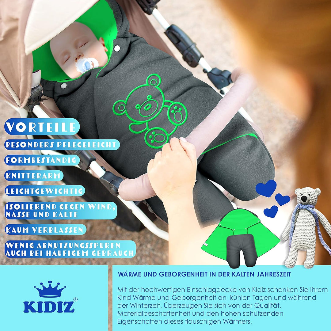 KIDIZ® Baby Einschlagdecke Babyschale Winter Herbst Babydecke mit Tasche Universal Fusssack kompatib