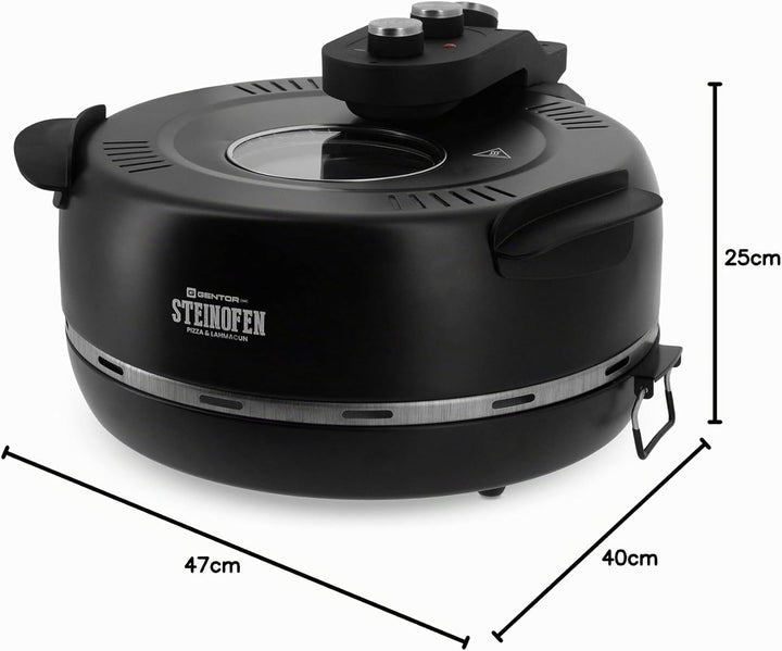 Pizzaofen Pizzamaker Elektrisch mit Pizza-Stein Pro, Leistung 1600 WATT, bis zu 420°C, Steinofen Piz