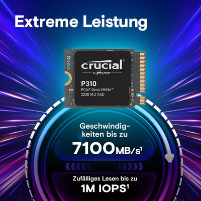 Crucial P310 SSD 1TB M.2 2230 PCIe Gen4 NVMe Interne SSD, bis 7.100 MB/s, mit Steam Deck, ASUS ROG A