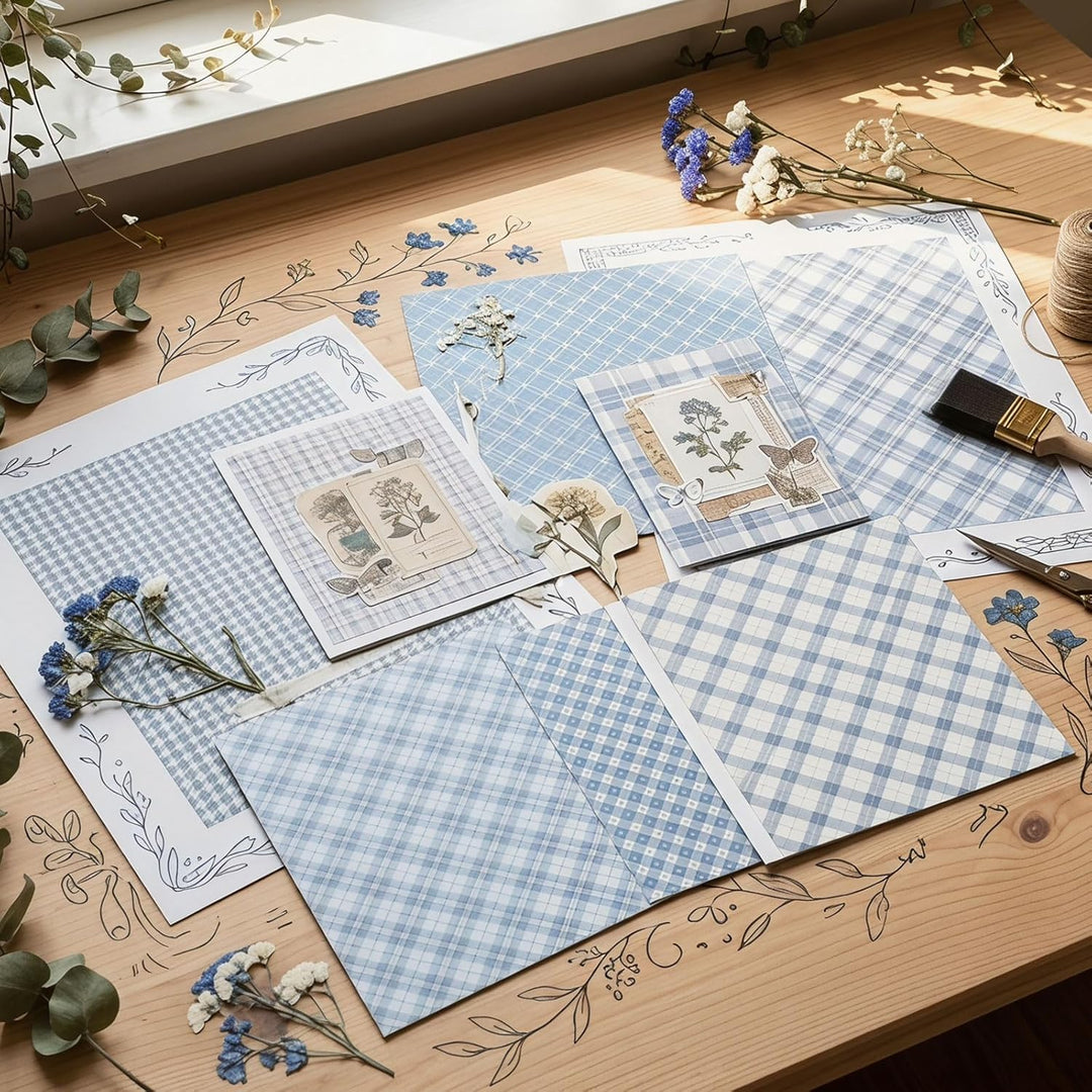 36 Blatt Karierts Scrapbook Papier, 30x30cm Doppelseitiges Plaid Muster Bastelpapier, 12 Designs Des