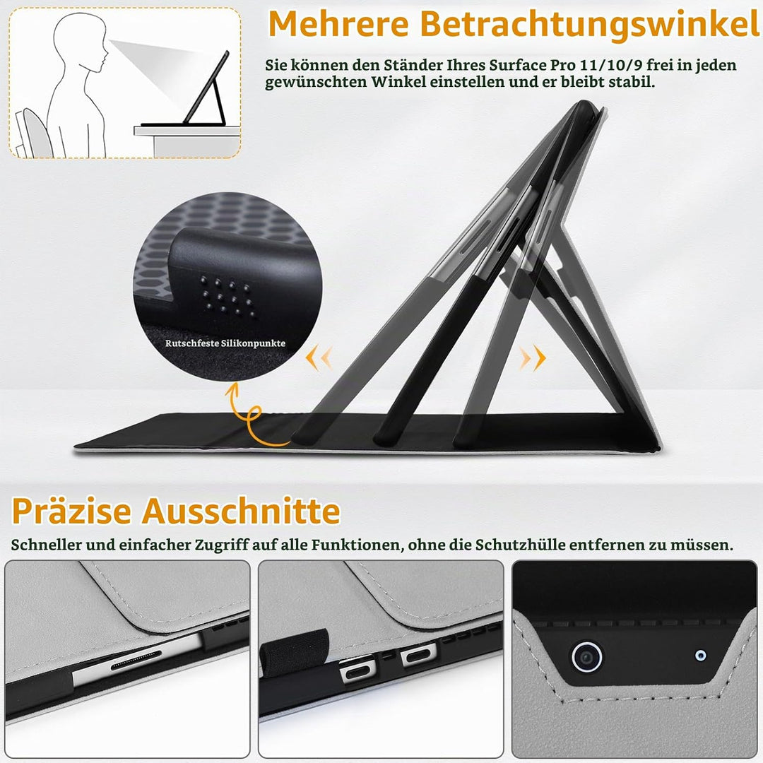 HYZUO Hülle Abdeckung Schutzhülle für 13 Zoll Surface Pro 9 5G 2022 Tragbar Folio Ständer mit Stylus