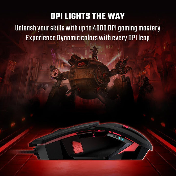 Acer Nitro Gaming Maus (4.000 DPI, anpassbar mit sechs Stufen und acht Tasten inkl. Burst Fire) rot/